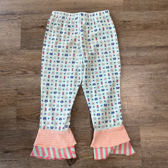 Matilda Jane Girls 6 Patisserie Scrappy Leggings Butterfly Lady Bug Blue Pink - Picture 3 of 3